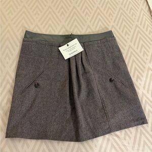 Brunello Cucinelli Heathered Brown Wool Skirt